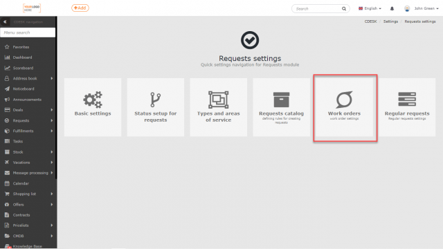 Work Orders – Settings - CDESK
